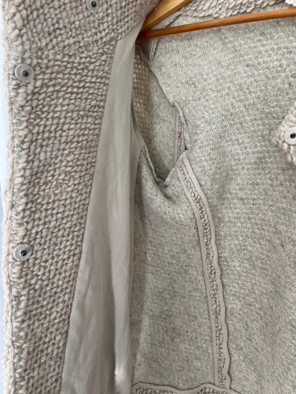 Eileen Fisher Wool Blend Chunky Knit Coatigan in Light Taupe Size M - Picture 8 of 17